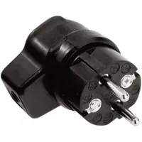 Bachmann Vollgummi-Winkelstecker, schwarz mit Schutzkontakt