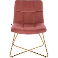 SVITA LYNN Loungesessel Cocktailsessel Clubsessel Polsterstuhl ohne Armlehnen Goldene Beine Samt-Polster Altrosa
