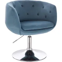 SVITA Panama Retro Loungestuhl Cocktailsessel Blau Petrol Samt-Optik Tellerfuß