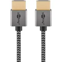 Goobay HDMI-Kabel Slim 75751 HDMI 2.0, vergoldete Stecker, 4K UHD bei 60 Hz, 18 Gbit/s, HDMI auf HDMI, 0,5m