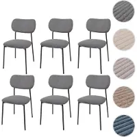 Mendler 6er-Set Esszimmerstuhl HWC-O26, Küchenstuhl Polsterstuhl Stuhl, Cord (330g/m²) Stoff/Textil Metall dunkelgrau