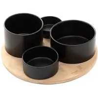 Homla 5tlg. Servierset ''Yifan'' in Hellbraun/ Schwarz - Ø 33 cm - onesize
