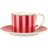 Pip studio Espressotasse Love Birds Stripes Red-Pink 125 ml