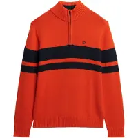 Superdry für Herren. M6110709A Pullover mit halbem Reißverschluss Cotton Stripe Half in Orange (S), Lässig, Baumwolle