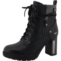 Mustang Damen Stiefelette mit Blockabsatz und Zierreißverschluss 15M0142001, Größe:37 EU, Farbe:Schwarz