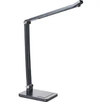 Beliani LED-Schreibtischlampe grau Kunststoffmaterial verstellbarer Arm drehbarer Schirm stufenloser Dimmer Bewegungssensor 3 Farbtemperaturen für das Home Office