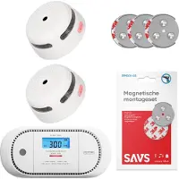 X-Sense Brandschutz-Set - 2 Rauchmelder und 1 Kohlenmonoxidmelder - 10-Jahres-Batterie - Mit Magnethalterung - Brandmelder und CO-Melder ohne Bohren