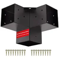 Sotech Eckverbinder 100 x 100 mm 3-Wege-Verbinder Vierkant Stahl Verzinkt Schwarz Pulverbeschichtet für Höchsten Korrosionsschutz