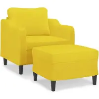 vidaXL Sessel mit Hocker Hellgelb 60 cm Stoff