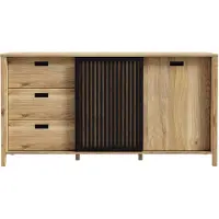 Die Möbelfundgrube Sideboard - Schiebetür - Mauvella Eiche - schwarz - 175 cm - JYTANA