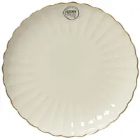 Hobby Hall Frühstücksteller Porzellan 20cm - Teller mit Relief & Goldrand Geschirr Speiseteller Kuchenteller Dessertteller Frühstücksgeschirr Essteller Weiß Gold