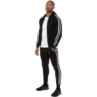 Enzo | Herren Zip Up Tape Hoodie Trainingsanzug Set - Schwarz