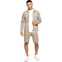 Enzo | Herren Cargo-Trainingsanzug mit Shorts Set - Beige
