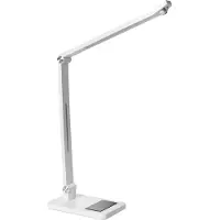 Beliani LED-Schreibtischlampe weißes Kunststoffmaterial verstellbarer Arm drehbarer Schirm stufenloser Dimmer Bewegungssensor 3 Farbtemperaturen für das Home Office