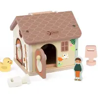 Classic World Sensorisches Lernhaus aus Holz mit Schlössern und Schlüsseln, 11-tlg.