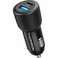 Thomson Kfz-Ladegerät – – 60 W – Neueste Generation der GAN-Technologie – USB-C – PD 30 W + USB-A QC 3.0 – 30 W