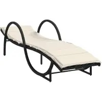 Syfax Sonnenliege mit Auflage Schwarz 60x199x42 cm Poly Rattan