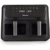 Hisense HAF2700DCD Heißluftfritteuse, 11 Liter, 2700 W, Farbdisplay, 2 unabhängige Frittierkörbe, Schwarz