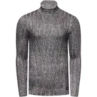 O46rn Vielseitiger Herren Grobstrick Stehkragen-Pullover mit eingearbeitetem Muster Woll-Sweater 13353 Schwarz