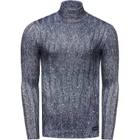 O46rn Vielseitiger Herren Grobstrick Stehkragen-Pullover mit eingearbeitetem Muster Woll-Sweater 13353 Marine