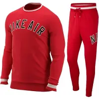 Nike Air Fleece Full Crewneck Trainingsanzug Set Rot