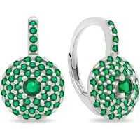 Brilio Silver - Glittering silver earrings with green zircons EA254W