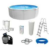 Kwad Rundpool "Steely Deluxe Heat inkl. Solarabdeckplane", weiß, H:120cm Ø:460cm, Schwimmbecken, Rundpool, Höhe: 120 cm, mit Sandfilteranlage, Quarzsand und weiterem Zubehör