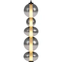 QAZQA Art Deco Hängeleuchte Schwarz mit Rauch und Klarglas 5 Flammig inkl LED Lizzy