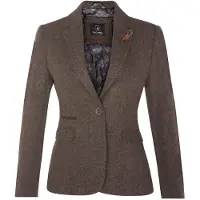 TruClothing Brauner Tweed-Blazer im 1920er-Jahre-Stil mit Fischgrätenmuster für Damen