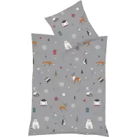 Fleuresse Mako-Satin Bettwäsche Milano Winteridylle grau 135x200 cm + 80x80 cm