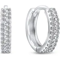 Brilio Silver - Sparkling silver hoop earrings with zircons EA502W