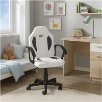 HTI Schreibtischstuhl Junior höhenverstellbar ergonomischer Drehstuhl Weiß-Grau