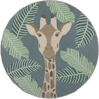 KADIMA DESIGN Outdoor-Teppich mit Giraffenmotiv, Kreisrunder Safari-Spielteppich "Yealm Vince". 160x160 cm |