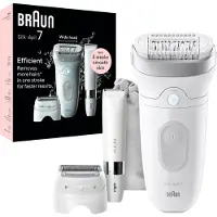 Braun Silk-épil 7 7-441, Silber, Weiß, 40 Pinzette, MicroGrip, 0,5 mm, Akku, Integrierte Batterie