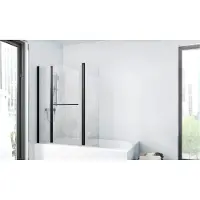 Marwell Duschwand CITY 125 x140 cm - 3-teilig faltbar - beidseitig montierbar - 4mm starkes Einscheibensicherheitsglas - matt schwarzes Design