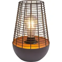 Näve LED Dekoleuchte "BALUMO" H: 27cm, aus Metall in Schwarz und Kupfer, warmweiß, 2700K/4lm – Schiebeschalter – Timerfunktion