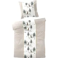 TRAUMSCHLAF Feinbiber Bettwäsche Hirsche beige 155x220 cm + 80x80 cm