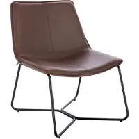 SVITA RON Loungesessel Cocktailsessel Clubsessel ohne Armlehnen Metall-Gestell Leder-Optik Braun