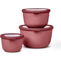 Mepal Set Multischüssel Cirqula - Mikrowellengeschirr - Multikom hoch, 3-teilig (500+1000+2000 ml) - Vivid mauve - Meal prep boxen