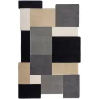 KADIMA DESIGN Wollteppich geometrisch Grau-Beige 120 x 180 cm - HALLEIN Kadima