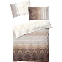 TRAUMSCHLAF Feinbiber Bettwäsche Aura beige 160x210 cm + 65x100 cm