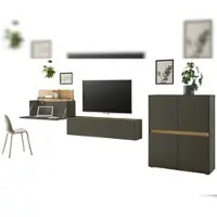 Furn.Design Wohnwand mit Sekretär in grau und Eiche, Wohnkombination Center 3-teilig 370 cm
