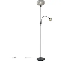 QAZQA Smarte Stehleuchte Schwarz mit Rauchglas 2-flammig inkl. WLAN - Brianna