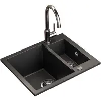 Bergström Spülbecken Prag Schwarz 58 x 50 cm mit 2 Spülen, Model 57778