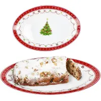 MamboCat 2x Weihnachtstraum Servierplatte oval Porzellan 35,5x24,3cm Braten-Teller