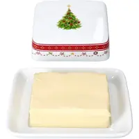 MamboCat Weihnachtstraum Butterdose mit Deckel aus Porzellan