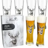 MamboCat Alois 6er Set Weizenglas 0,5 L Hirschmotiv Geschenkverpackung