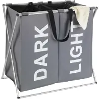 Wenko Wäschesammler Duo Grau, Wäschekorb, 120 l Wenko