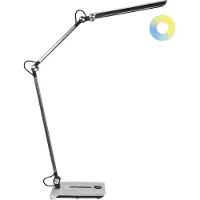 Beliani LED-Schreibtischlampe Silber Dimmbar Verstellbarer Arm 3 Farbtemperaturmodi Modern Büro Homeoffice Schreibtischleuchte Arbeitsleuchte