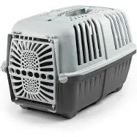 Lionto Tiertransportbox, robuste Transportbox aus Kunststoff mit sicherem Schließsystem & optimaler Belüftung, 55x36x36 cm, anthrazit